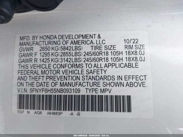 2022 HONDA PILOT AWD EX-L 9