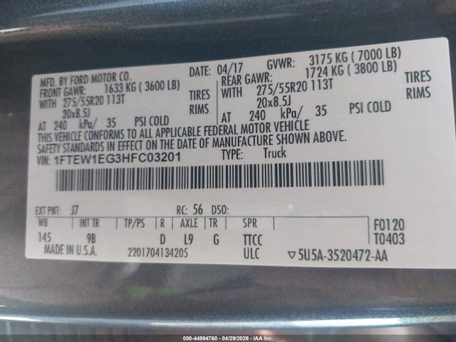 2017 FORD F-150 PLATINUM 9