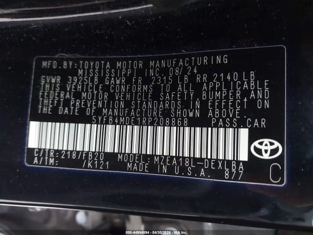 2024 TOYOTA COROLLA LE 9