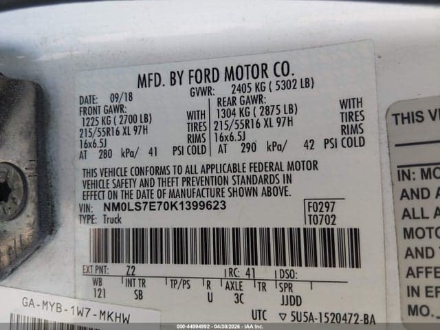 2019 FORD TRANSIT CONNECT XL 9