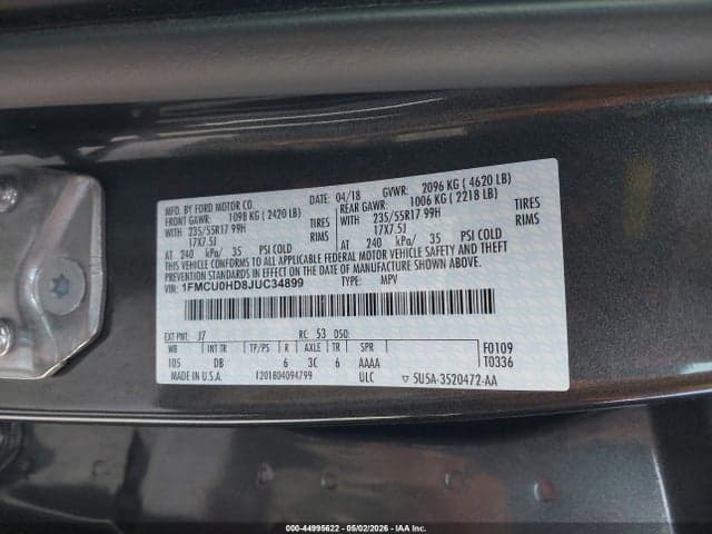 2018 FORD ESCAPE SEL 10