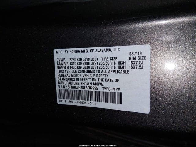 2020 HONDA ODYSSEY TOURING 9