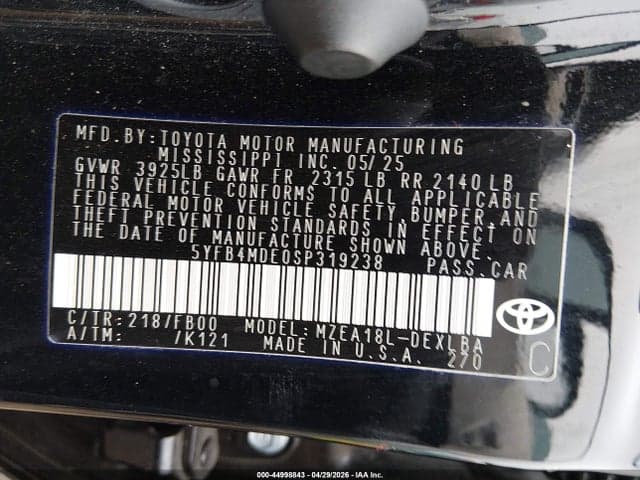 2025 TOYOTA COROLLA LE 9