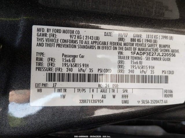 2018 FORD FOCUS S 9