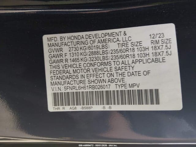 2024 HONDA ODYSSEY EX-L 9