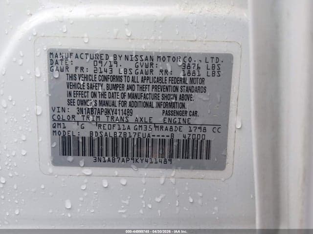 2019 NISSAN SENTRA S 9