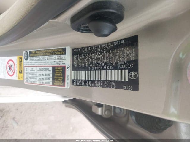 2017 TOYOTA CAMRY LE 9