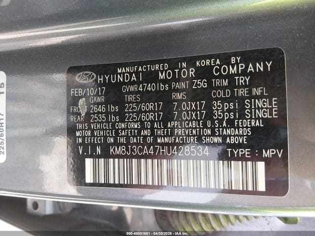 2017 HYUNDAI TUCSON SE PLUS 9