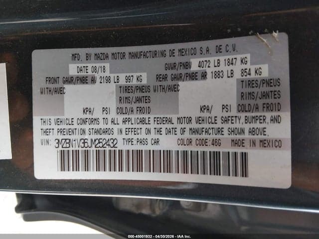 2018 MAZDA MAZDA3 TOURING 9