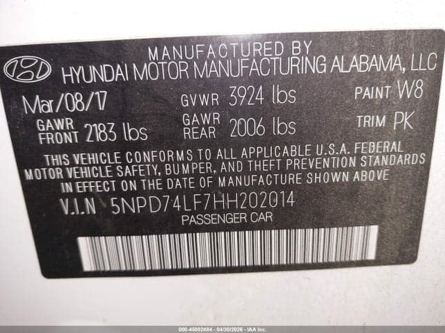 2017 HYUNDAI ELANTRA SE 9
