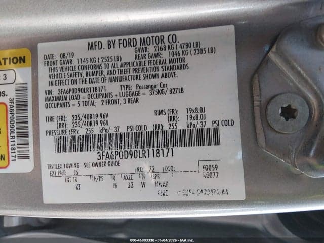 2020 FORD FUSION TITANIUM 9