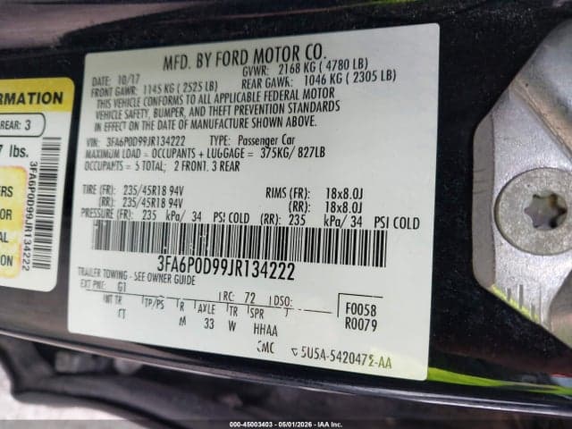 2018 FORD FUSION TITANIUM 9