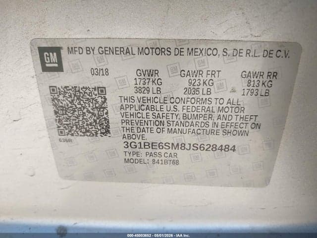 2018 CHEVROLET CRUZE LT AUTO 9