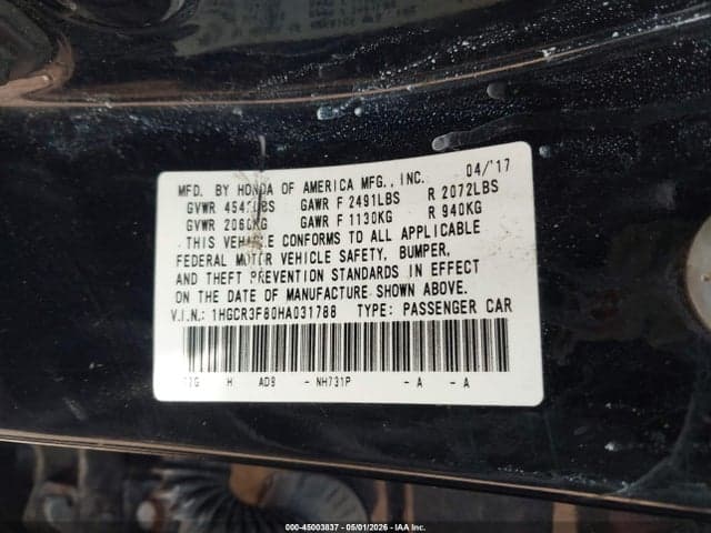 2017 HONDA ACCORD EX-L V6 9