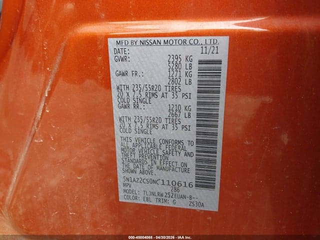 2022 NISSAN MURANO SL 9
