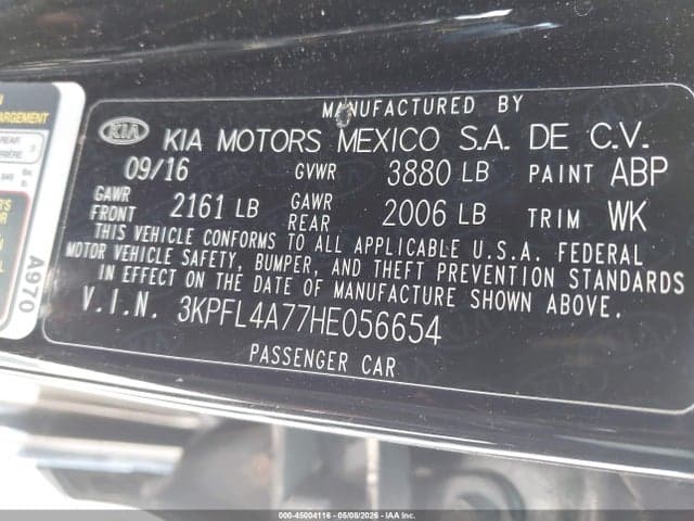 2017 KIA FORTE S 9