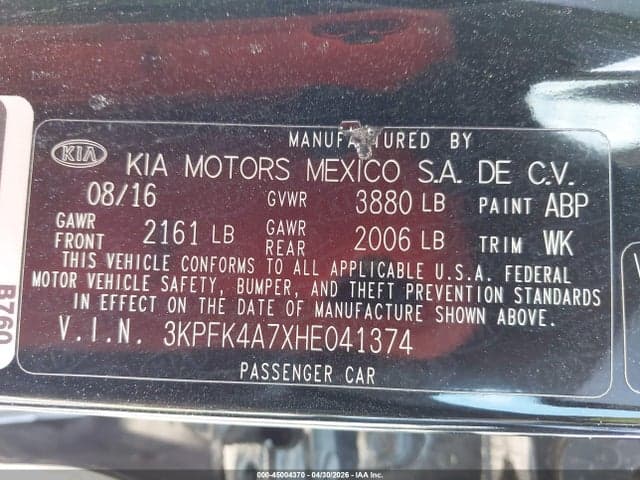 2017 KIA FORTE LX 9