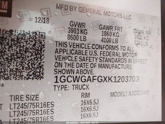 2019 CHEVROLET EXPRESS 2500 WORK VAN 9
