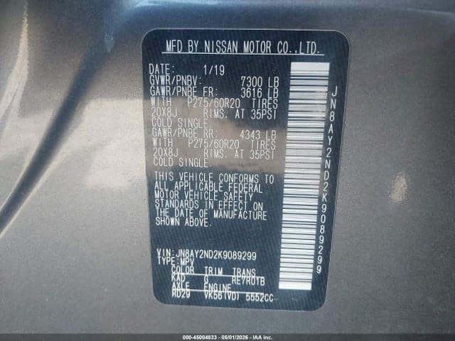 2019 NISSAN ARMADA SL 10