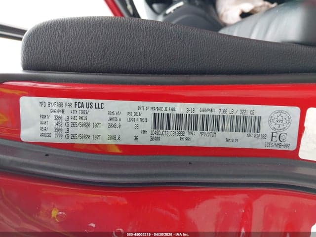 2018 DODGE DURANGO R/T 10
