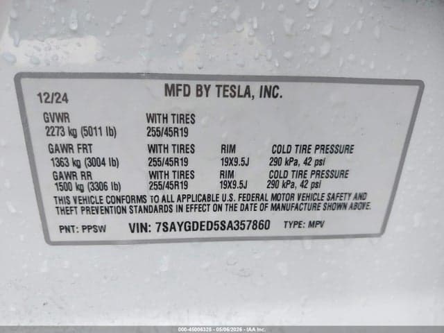 2025 TESLA MODEL Y LONG RANGE DUAL MOTOR REAR-WHEEL DRIVE 9