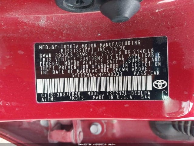 2021 TOYOTA COROLLA LE 9