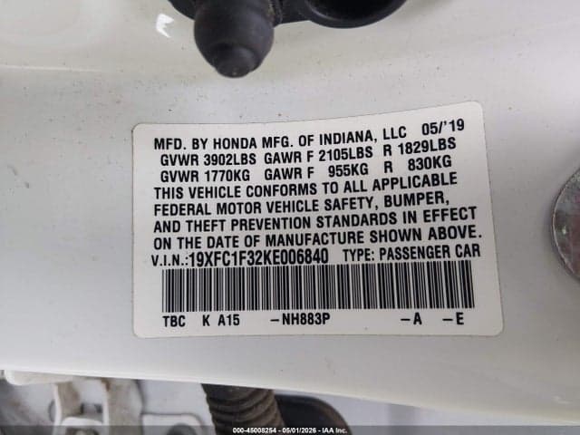2019 HONDA CIVIC EX 9