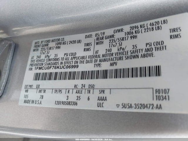 2019 FORD ESCAPE S 9