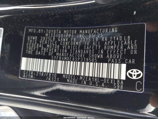 2025 TOYOTA COROLLA LE 9