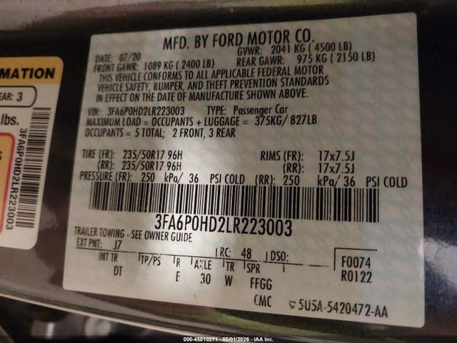 2020 FORD FUSION SE 9
