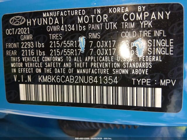 2022 HYUNDAI KONA SEL 9