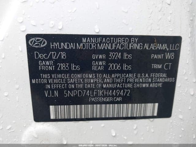 2019 HYUNDAI ELANTRA SE 9
