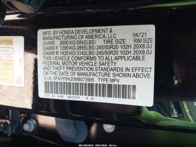 2021 HONDA PILOT AWD SPECIAL EDITION 9