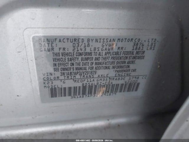 2018 NISSAN SENTRA S 9
