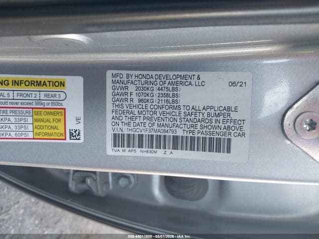 2021 HONDA ACCORD SPORT 9