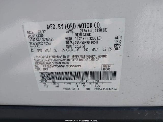2017 FORD EXPLORER XLT 9