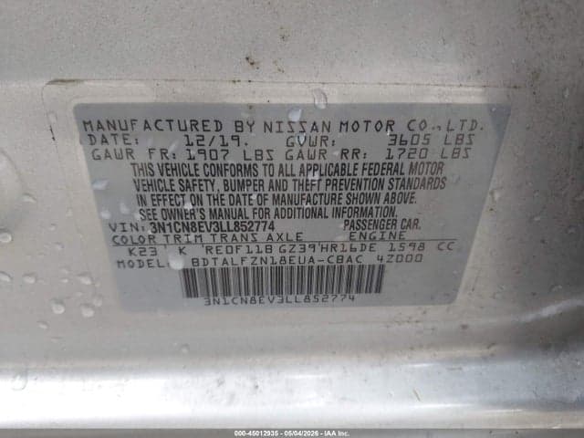 2020 NISSAN VERSA SV XTRONIC CVT 9