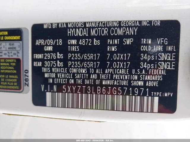 2018 HYUNDAI SANTA FE SPORT 2.4L 9