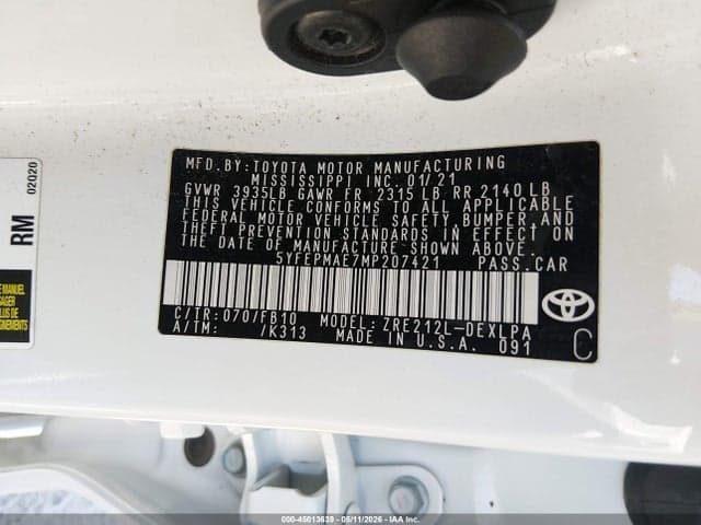 2021 TOYOTA COROLLA LE 9