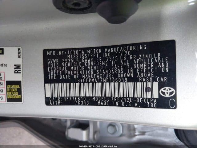 2021 TOYOTA COROLLA LE 9