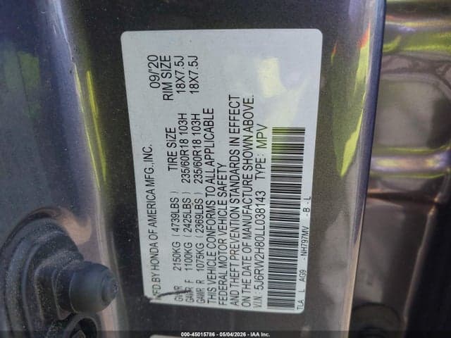 2020 HONDA CR-V AWD EX-L 9