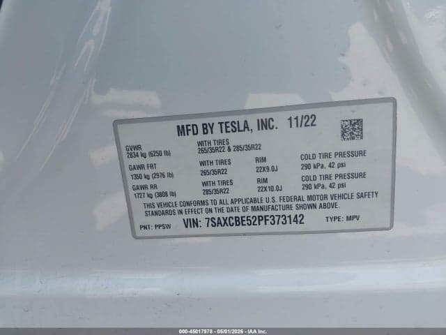2023 TESLA MODEL X DUAL MOTOR ALL-WHEEL DRIVE/STANDARD RANGE 9