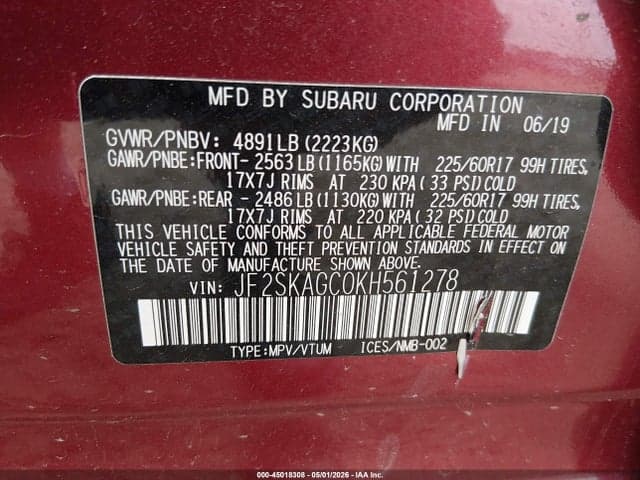 2019 SUBARU FORESTER PREMIUM 9