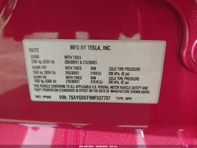 2022 TESLA MODEL Y PERFORMANCE DUAL MOTOR ALL-WHEEL DRIVE 9