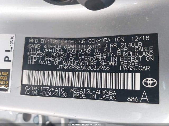 2019 TOYOTA COROLLA SE 9