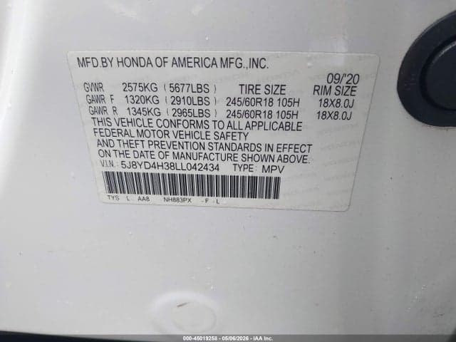 2020 ACURA MDX STANDARD 9
