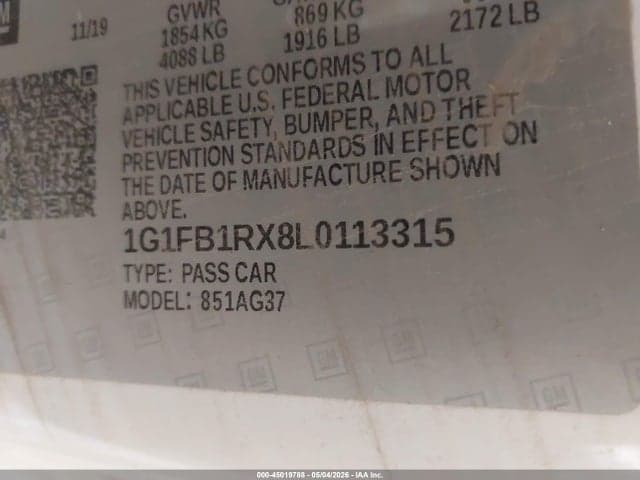 2020 CHEVROLET CAMARO RWD 1LS 9