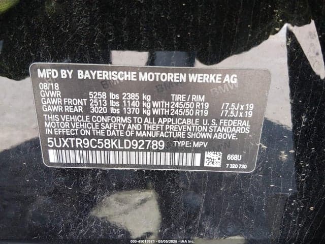 2019 BMW X3 XDRIVE30I 9
