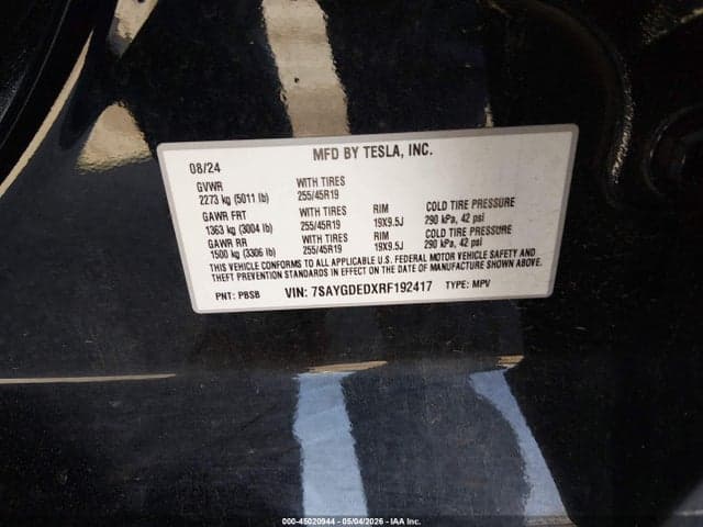 2024 TESLA MODEL Y LONG RANGE SINGLE MOTOR REAR-WHEEL DRIVE/RWD 9