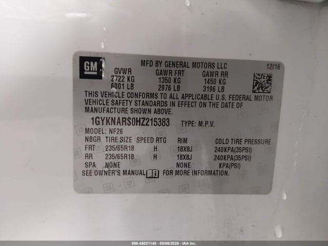 2017 CADILLAC XT5 STANDARD 9